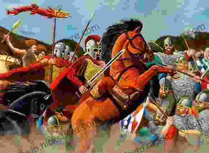 A Painting Depicting The Battle Of Baden Hill, With Ysbaddaden Pencawr, Transformed Into A Bear, Leading The Britons Against The Saxons The Bear Of The Britons: A Arthurian Tale